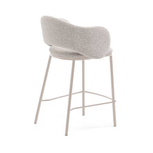 Load image into Gallery viewer, Maina stool in thick beige chenille and steel legs in a beige finish, FSC Mix Credit, 65 cm - image 3