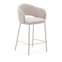 Load image into Gallery viewer, Maina stool in beige chenille and steel legs in a beige finish, FSC Mix Credit, 65 cm
