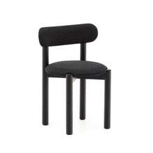 Load image into Gallery viewer, Nebai chair in black chenille with a solid oak wood structure and black finish FSC MIX Credit