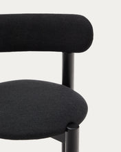 Load image into Gallery viewer, Nebai chair in black chenille with a solid oak wood structure and black finish FSC MIX Credit - image 12