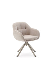 Load image into Gallery viewer, Dorina swivel chair in beige chenille and steel legs in a beige finish