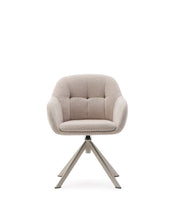 Load image into Gallery viewer, Dorina swivel chair in beige chenille and steel legs in a beige finish - image 4