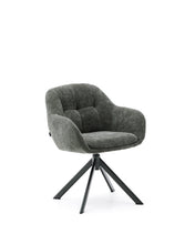 Load image into Gallery viewer, Dorina swivel chair in green chenille and steel legs in a green finish