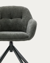 Load image into Gallery viewer, Dorina swivel chair in green chenille and steel legs in a green finish - image 7