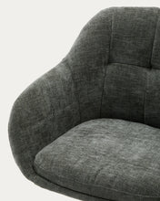 Load image into Gallery viewer, Dorina swivel chair in green chenille and steel legs in a green finish - image 8