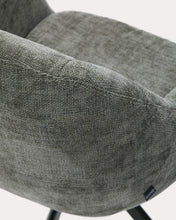 Load image into Gallery viewer, Dorina swivel chair in green chenille and steel legs in a green finish - image 9