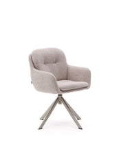 Load image into Gallery viewer, Lexa swivel chair in beige chenille and steel legs in a beige finish