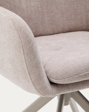 Load image into Gallery viewer, Lexa swivel chair in beige chenille and steel legs in a beige finish - image 9