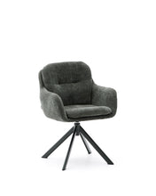 Load image into Gallery viewer, Lexa swivel chair in green chenille and steel legs in a green finish