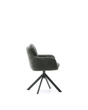 Load image into Gallery viewer, Lexa swivel chair in green chenille and steel legs in a green finish - image 2