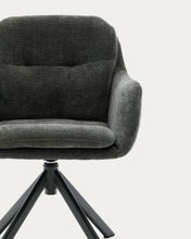 Load image into Gallery viewer, Lexa swivel chair in green chenille and steel legs in a green finish - image 7