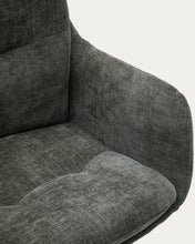 Load image into Gallery viewer, Lexa swivel chair in green chenille and steel legs in a green finish - image 9