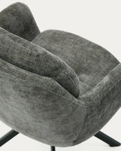 Load image into Gallery viewer, Lexa swivel chair in green chenille and steel legs in a green finish - image 10
