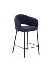Load image into Gallery viewer, Maina stool in blue chenille and steel legs with blue finish FSC Mix Credit 65 cm