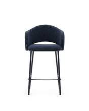 Load image into Gallery viewer, Maina stool in blue chenille and steel legs with blue finish FSC Mix Credit 65 cm - image 4