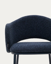Load image into Gallery viewer, Maina stool in blue chenille and steel legs with blue finish FSC Mix Credit 65 cm - image 6