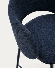 Load image into Gallery viewer, Maina stool in blue chenille and steel legs with blue finish FSC Mix Credit 65 cm - image 7