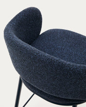 Load image into Gallery viewer, Maina stool in blue chenille and steel legs with blue finish FSC Mix Credit 65 cm - image 8
