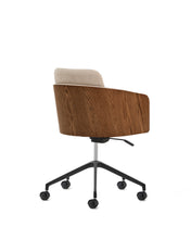 Load image into Gallery viewer, Madai desk chair in brown chenille and ash veneer with walnut finish FSC Mix Credit - image 3