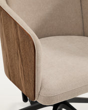 Load image into Gallery viewer, Madai desk chair in brown chenille and ash veneer with walnut finish FSC Mix Credit - image 8