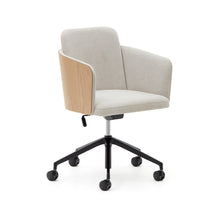 Load image into Gallery viewer, Madai desk chair in beige chenille and ash veneer with natural tone finish FSC Mix Credit