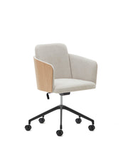 Load image into Gallery viewer, Madai desk chair in beige chenille and ash veneer with natural tone finish FSC Mix Credit - image 2