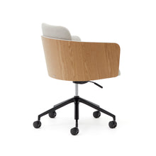 Load image into Gallery viewer, Madai desk chair in beige chenille and ash veneer with natural tone finish FSC Mix Credit - image 5