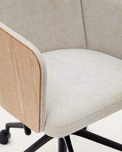 Load image into Gallery viewer, Madai desk chair in beige chenille and ash veneer with natural tone finish FSC Mix Credit - image 15