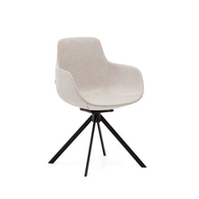 Load image into Gallery viewer, Tissiana self-centring swivel chair in beige chenille and matte black aluminium