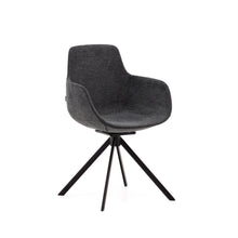 Load image into Gallery viewer, Tissiana self-centring swivel chair in dark grey chenille and matte black aluminium