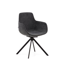 Load image into Gallery viewer, Tissiana self-centring swivel chair in dark grey chenille and matte black aluminium - image 2
