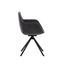 Load image into Gallery viewer, Tissiana self-centring swivel chair in dark grey chenille and matte black aluminium - image 3