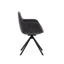 Load image into Gallery viewer, Tissiana self-centring swivel chair in dark grey chenille and matte black aluminium - image 4