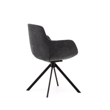 Load image into Gallery viewer, Tissiana self-centring swivel chair in dark grey chenille and matte black aluminium - image 5