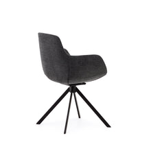 Load image into Gallery viewer, Tissiana self-centring swivel chair in dark grey chenille and matte black aluminium - image 6