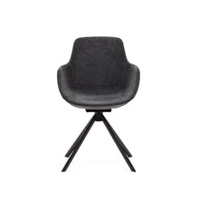 Load image into Gallery viewer, Tissiana self-centring swivel chair in dark grey chenille and matte black aluminium - image 7
