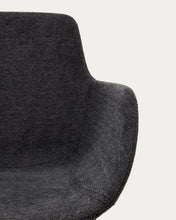 Load image into Gallery viewer, Tissiana self-centring swivel chair in dark grey chenille and matte black aluminium - image 13