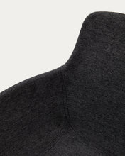 Load image into Gallery viewer, Tissiana self-centring swivel chair in dark grey chenille and matte black aluminium - image 14