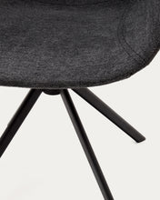 Load image into Gallery viewer, Tissiana self-centring swivel chair in dark grey chenille and matte black aluminium - image 15