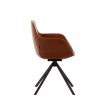 Load image into Gallery viewer, Tissiana self-centring swivel chair in synthetic brown leather and matte black aluminium - image 3