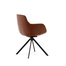 Load image into Gallery viewer, Tissiana self-centring swivel chair in synthetic brown leather and matte black aluminium - image 6