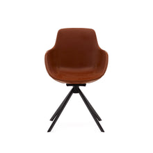 Load image into Gallery viewer, Tissiana self-centring swivel chair in synthetic brown leather and matte black aluminium - image 7