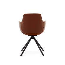 Load image into Gallery viewer, Tissiana self-centring swivel chair in synthetic brown leather and matte black aluminium - image 10
