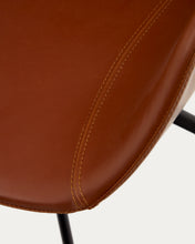 Load image into Gallery viewer, Tissiana self-centring swivel chair in synthetic brown leather and matte black aluminium - image 11