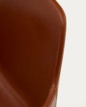 Load image into Gallery viewer, Tissiana self-centring swivel chair in synthetic brown leather and matte black aluminium - image 12
