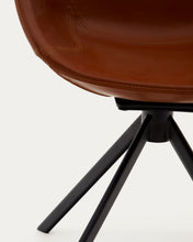 Load image into Gallery viewer, Tissiana self-centring swivel chair in synthetic brown leather and matte black aluminium - image 13