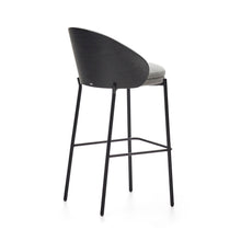 Load image into Gallery viewer, Eamy stool light grey chenille and ash wood veneer with a black finish and black metal, 77 cm - image 5