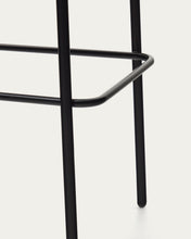 Load image into Gallery viewer, Eamy stool light grey chenille and ash wood veneer with a black finish and black metal, 77 cm - image 17
