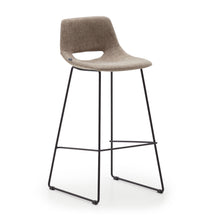 Load image into Gallery viewer, Zahara bar stool in brown with steel legs in black finish, height 76 cm FSC 100%