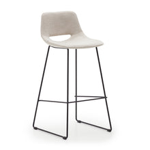 Load image into Gallery viewer, Zahara beige stool with steel in a black finish, height 76 cm FSC 100% - image 2